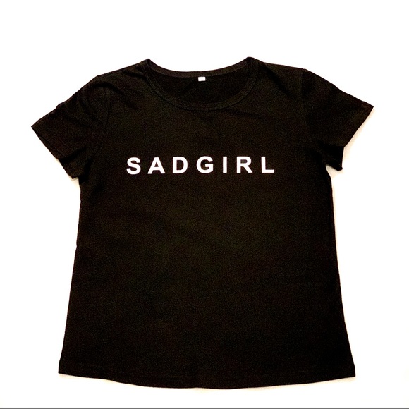 Alien Mood Sad Girl Black T-Shirt - Picture 1 of 4